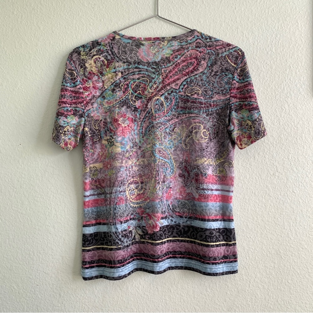 GERRY WEBER y2k vibes floral paisley beaded bejeweled tee shirt t-shirt top - Picture 3 of 8